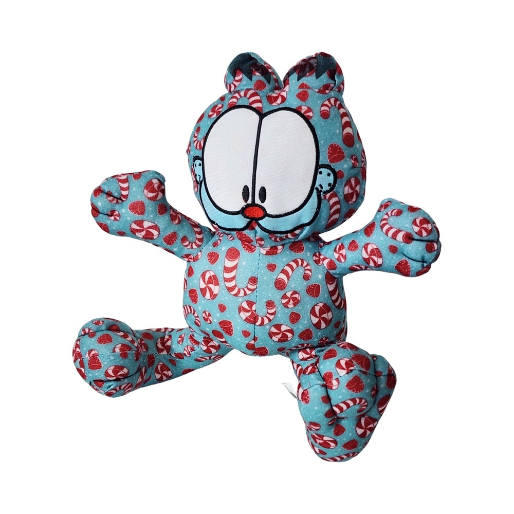Garfield Plush Toy Factory Christmas Candy Cane Peppermint Blue Holiday 12 Inch